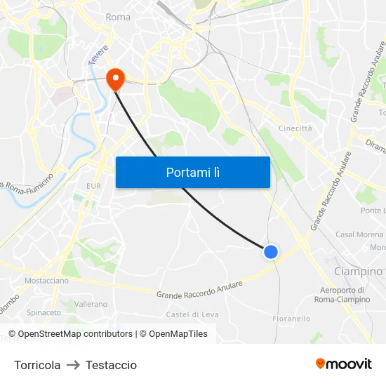 Torricola to Testaccio map