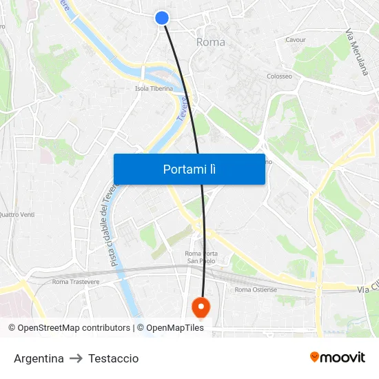 Argentina to Testaccio map