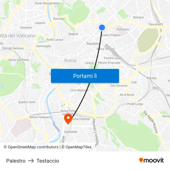 Palestro to Testaccio map