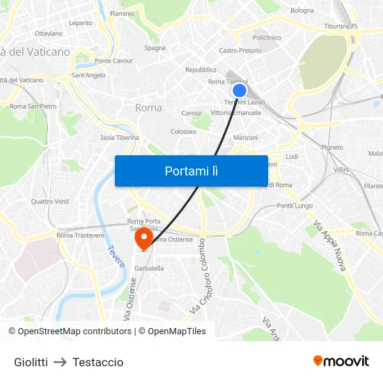 Giolitti to Testaccio map