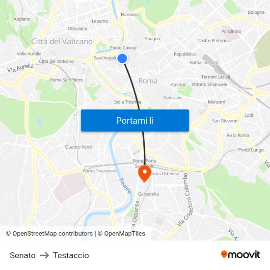 Senato to Testaccio map