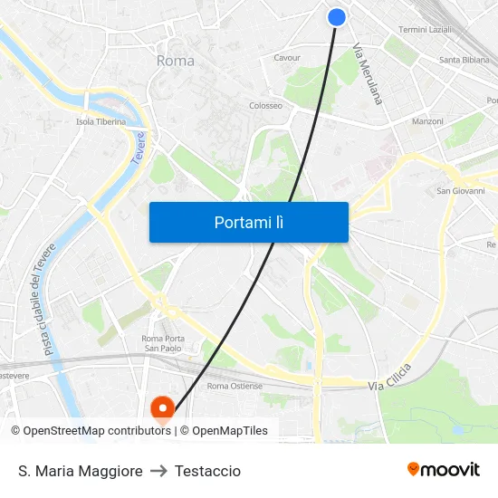 S. Maria Maggiore to Testaccio map
