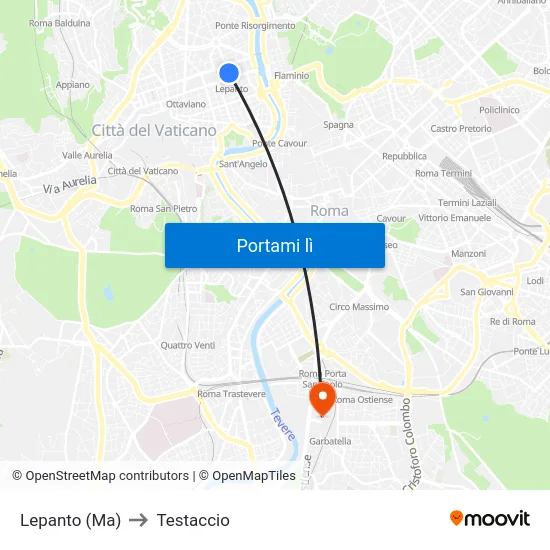 Lepanto (Ma) to Testaccio map