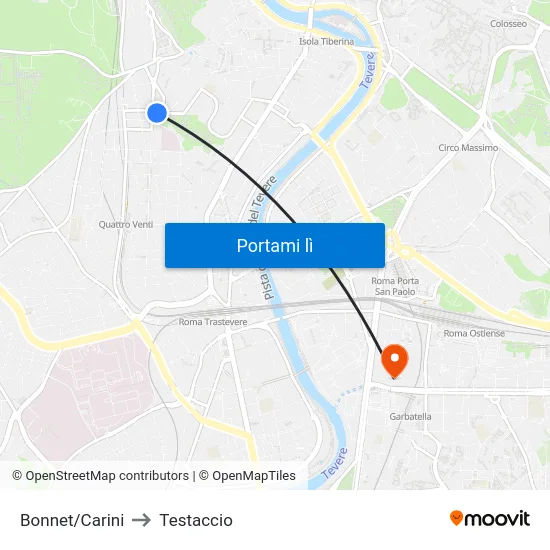 Bonnet/Carini to Testaccio map