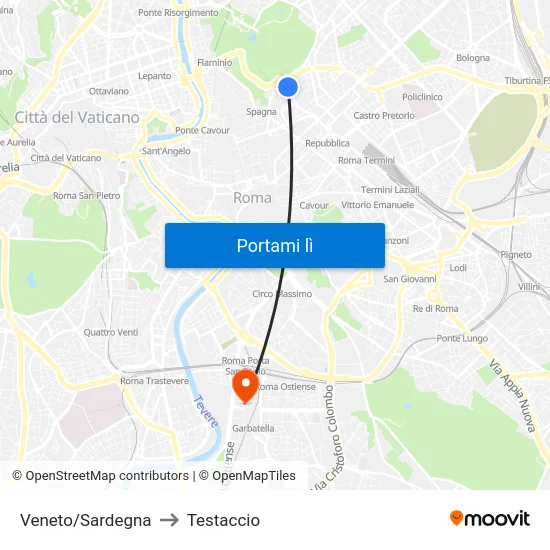 Veneto/Sardegna to Testaccio map