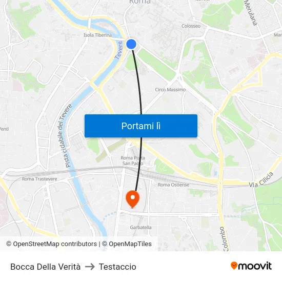 Bocca Della Verità to Testaccio map
