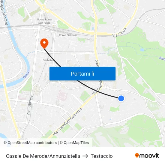 Casale De Merode/Annunziatella to Testaccio map