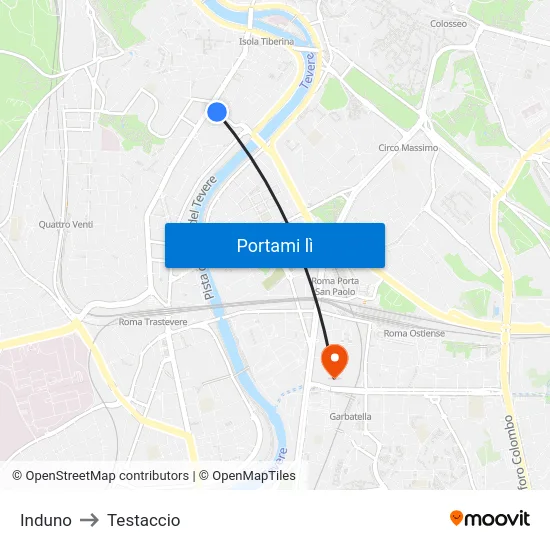 Induno to Testaccio map