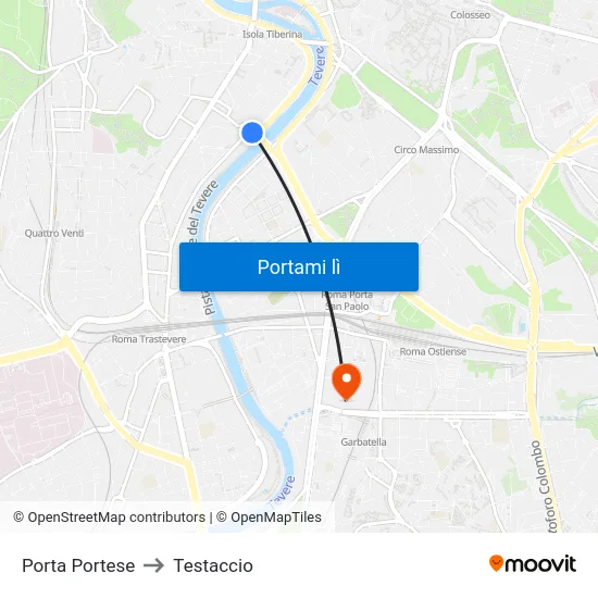 Porta Portese to Testaccio map