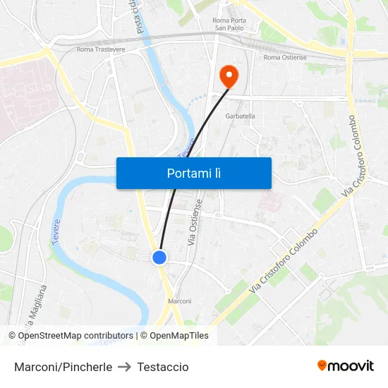 Marconi/Pincherle to Testaccio map