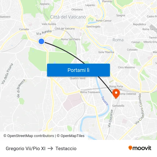 Gregorio Vii/Pio XI to Testaccio map
