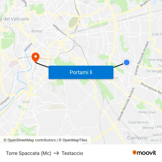 Torre Spaccata (Mc) to Testaccio map