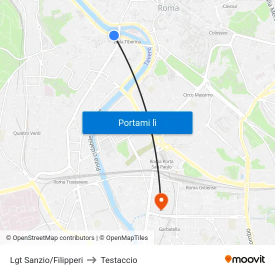 Lgt Sanzio/Filipperi to Testaccio map