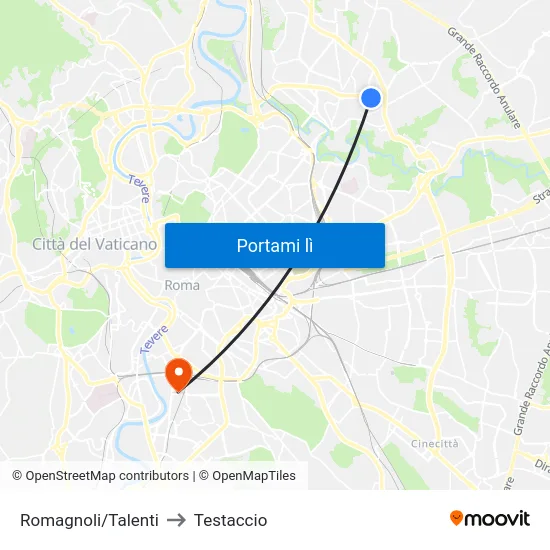 Romagnoli/Talenti to Testaccio map