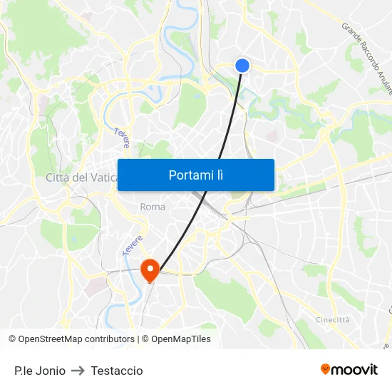 P.le Jonio to Testaccio map