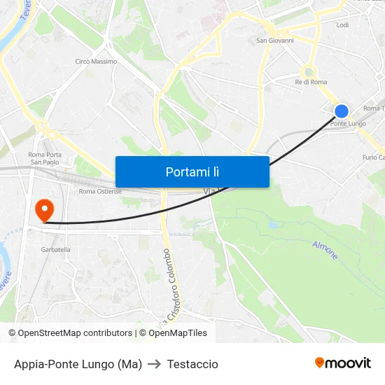 Appia-Ponte Lungo (Ma) to Testaccio map