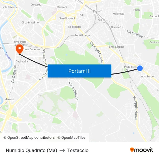Numidio Quadrato (Ma) to Testaccio map