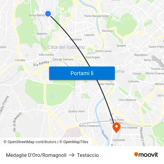 Medaglie D'Oro/Romagnoli to Testaccio map