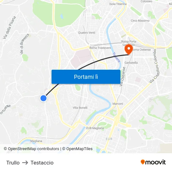 Trullo to Testaccio map