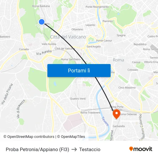 Proba Petronia/Appiano (Fl3) to Testaccio map