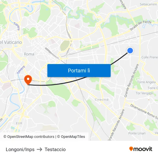 Longoni/Inps to Testaccio map