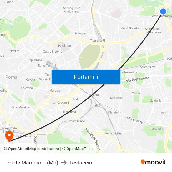 Ponte Mammolo (Mb) to Testaccio map