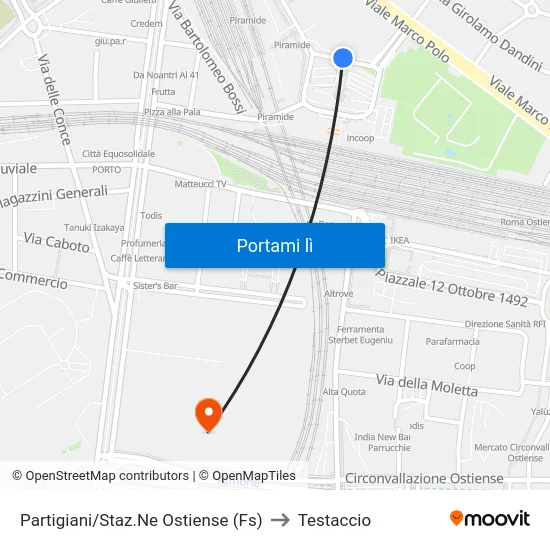 Partigiani/Staz.Ne Ostiense (Fs) to Testaccio map