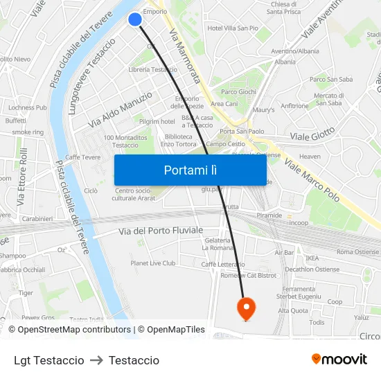 Lgt Testaccio to Testaccio map