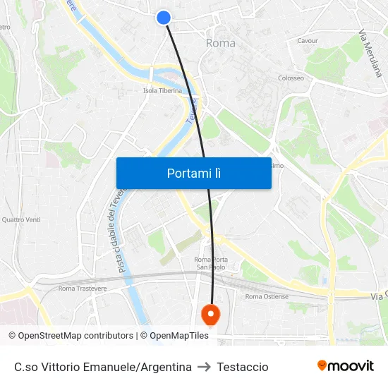 C.so Vittorio Emanuele/Argentina to Testaccio map