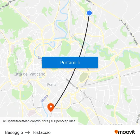 Baseggio to Testaccio map