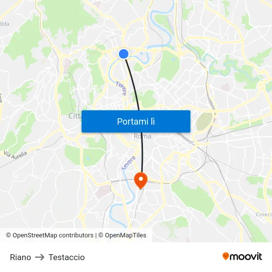 Riano to Testaccio map