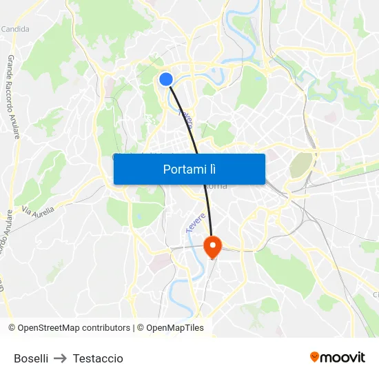 Boselli to Testaccio map