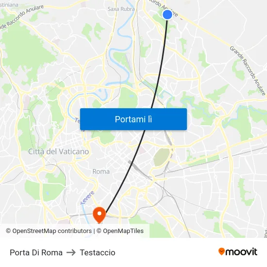 Porta Di Roma to Testaccio map