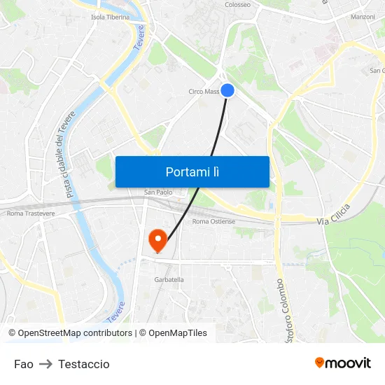 Fao to Testaccio map