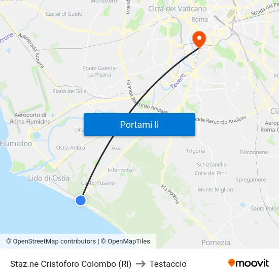 Staz.ne Cristoforo Colombo (Rl) to Testaccio map