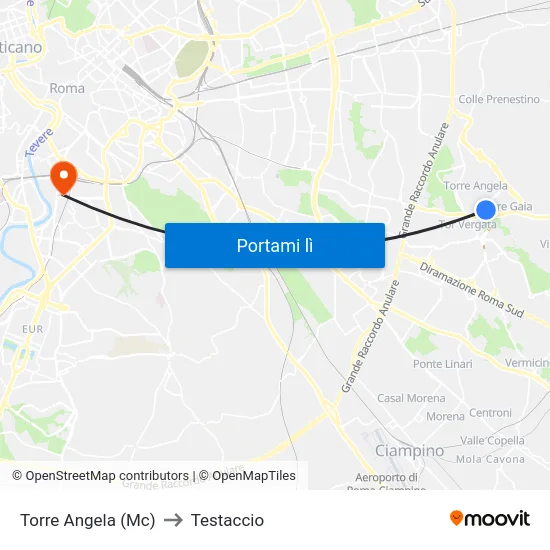 Torre Angela (Mc) to Testaccio map