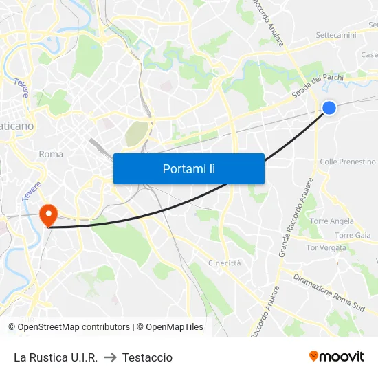 La Rustica U.I.R. to Testaccio map