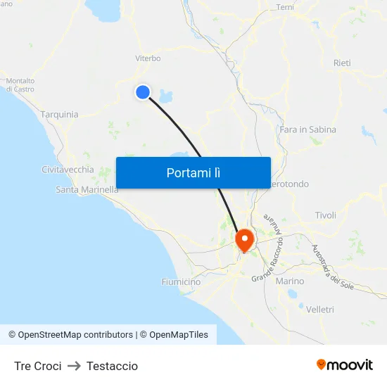 Tre Croci to Testaccio map
