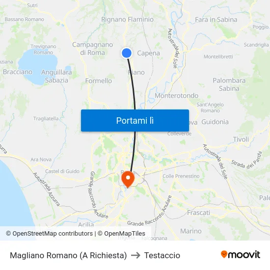 Magliano Romano (A Richiesta) to Testaccio map