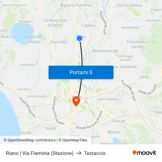 Riano | Via Flaminia (Stazione) to Testaccio map