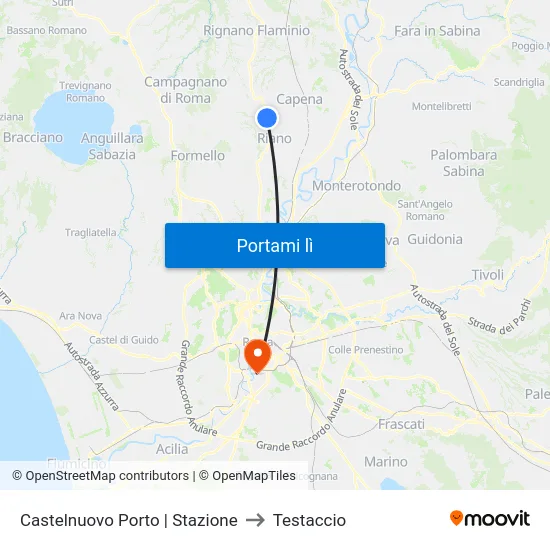 Castelnuovo Porto | Stazione to Testaccio map
