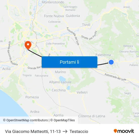 Via Giacomo Matteotti, 11-13 to Testaccio map