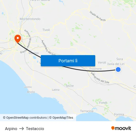 Arpino to Testaccio map