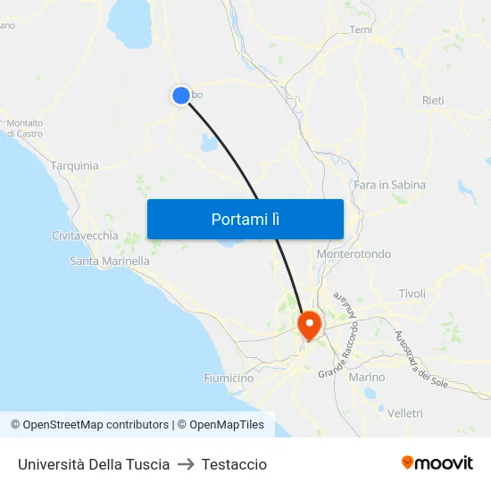 Università Della Tuscia to Testaccio map