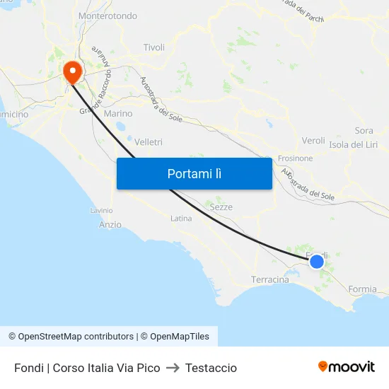 Fondi | Corso Italia Via Pico to Testaccio map
