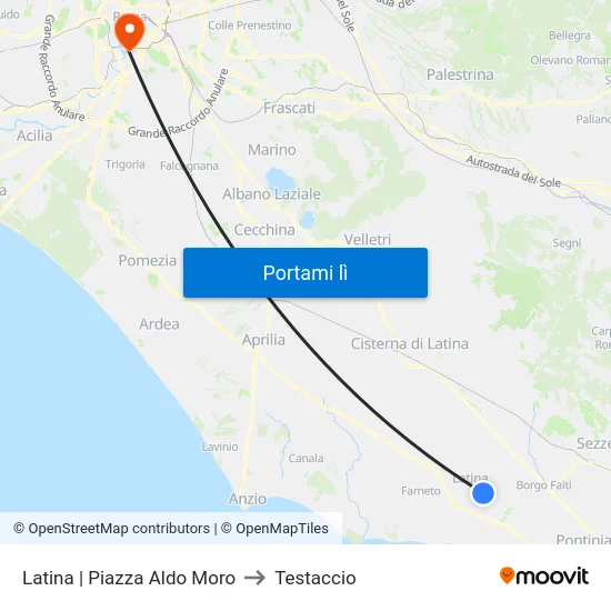 Latina | Piazza Aldo Moro to Testaccio map