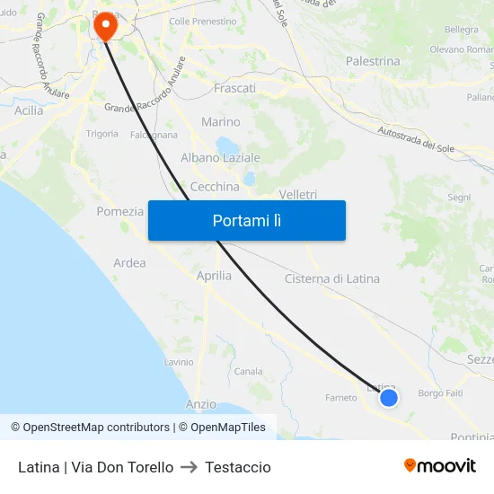 Latina | Via Don Torello to Testaccio map