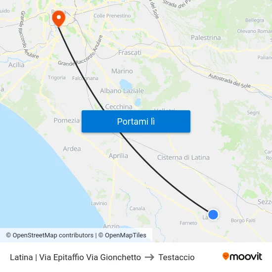 Latina | Via Epitaffio Via Gionchetto to Testaccio map