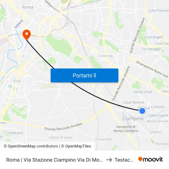 Roma | Via Stazione Ciampino Via Di Morena to Testaccio map