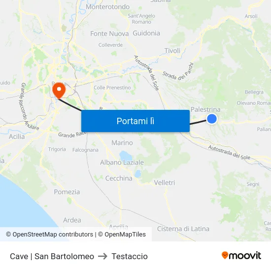 Cave | San Bartolomeo to Testaccio map